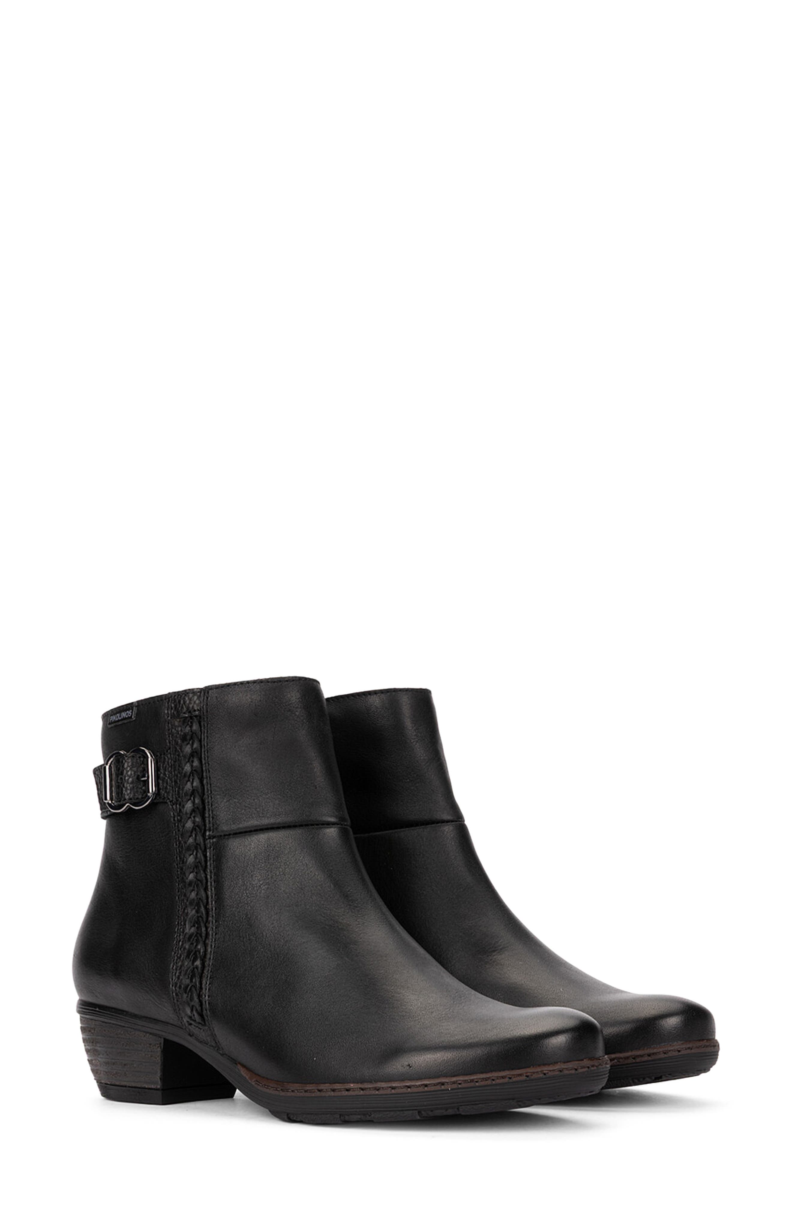 Utiel Leather Bootie, Main, color, BLACK