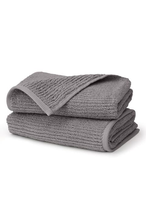 Set of 2 Ribbed Organic Cotton Hand Towels