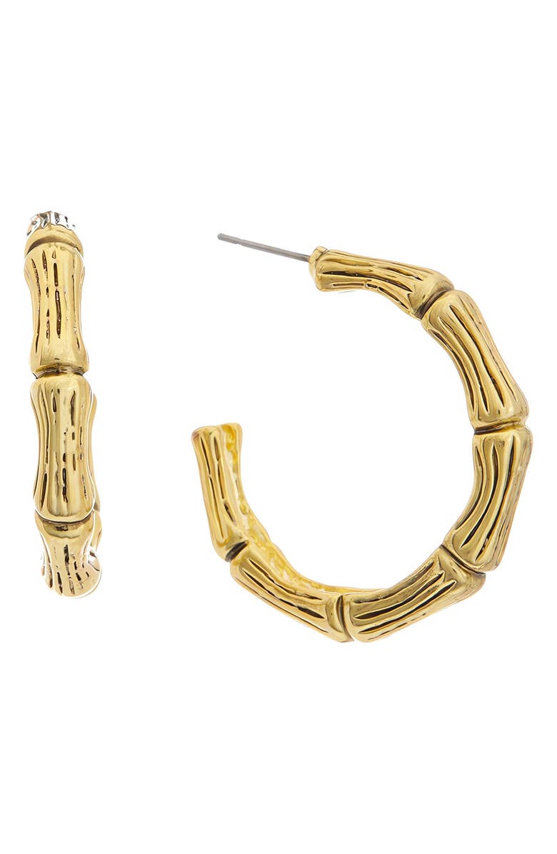 Juvell Bamboo Textured Hoop Earrings, Main, color, Yellow