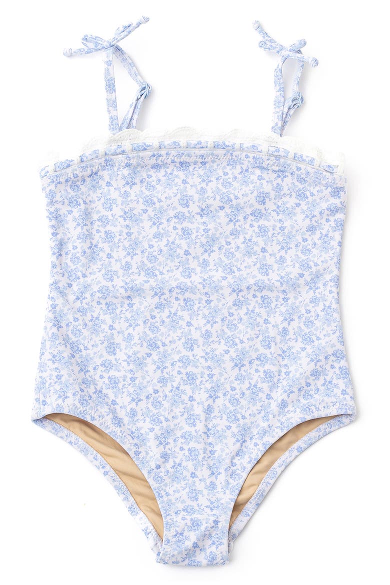Kids' Tie Strap One-Piece Swimsuit, Main, color, BLUE