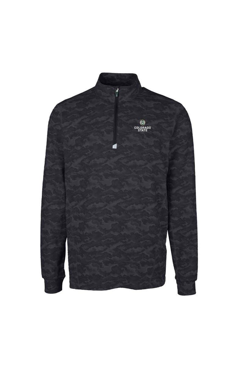 Cutter & Buck Men's Cutter & Buck Black Colorado State Rams Big & Tall Traverse Camo Print Stretch Quarter-Zip Pullover Top, Alternate, color, 
