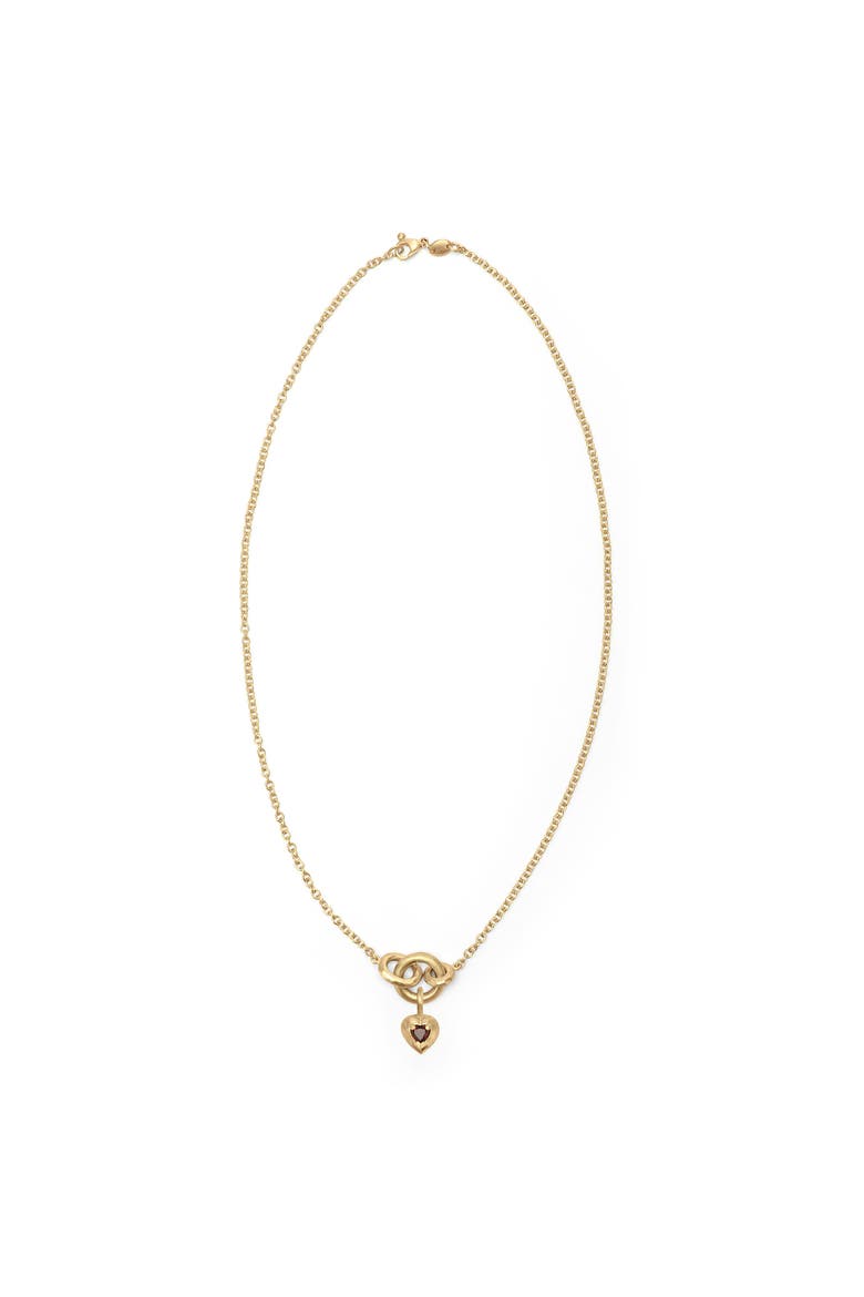 Voyage Necklace Light Chain with Heart Charm Red Garnet, Alternate, color, Red Garnet