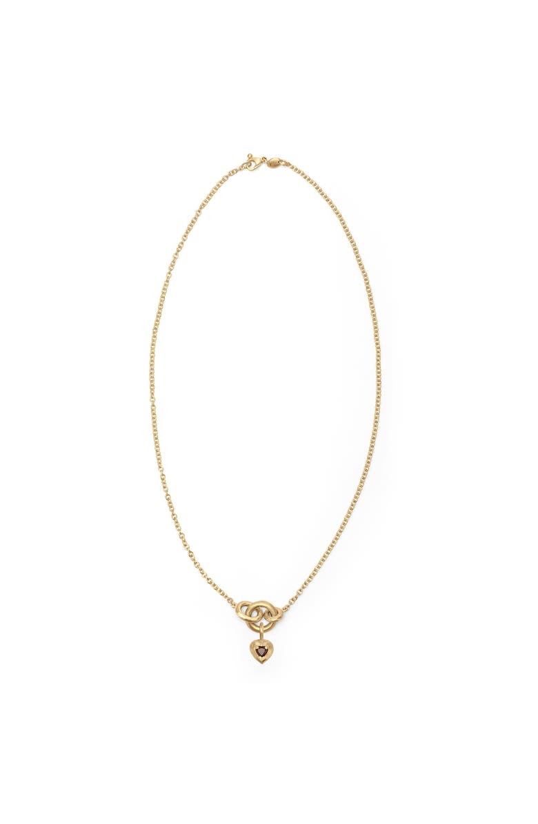 Eloise Jewelry Voyage Necklace Light Chain with Heart Charm Red Garnet, Alternate, color, Red Garnet