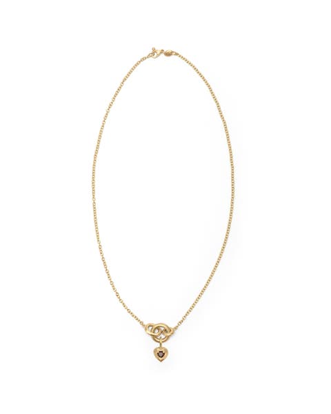 Voyage Necklace Light Chain with Heart Charm Red Garnet