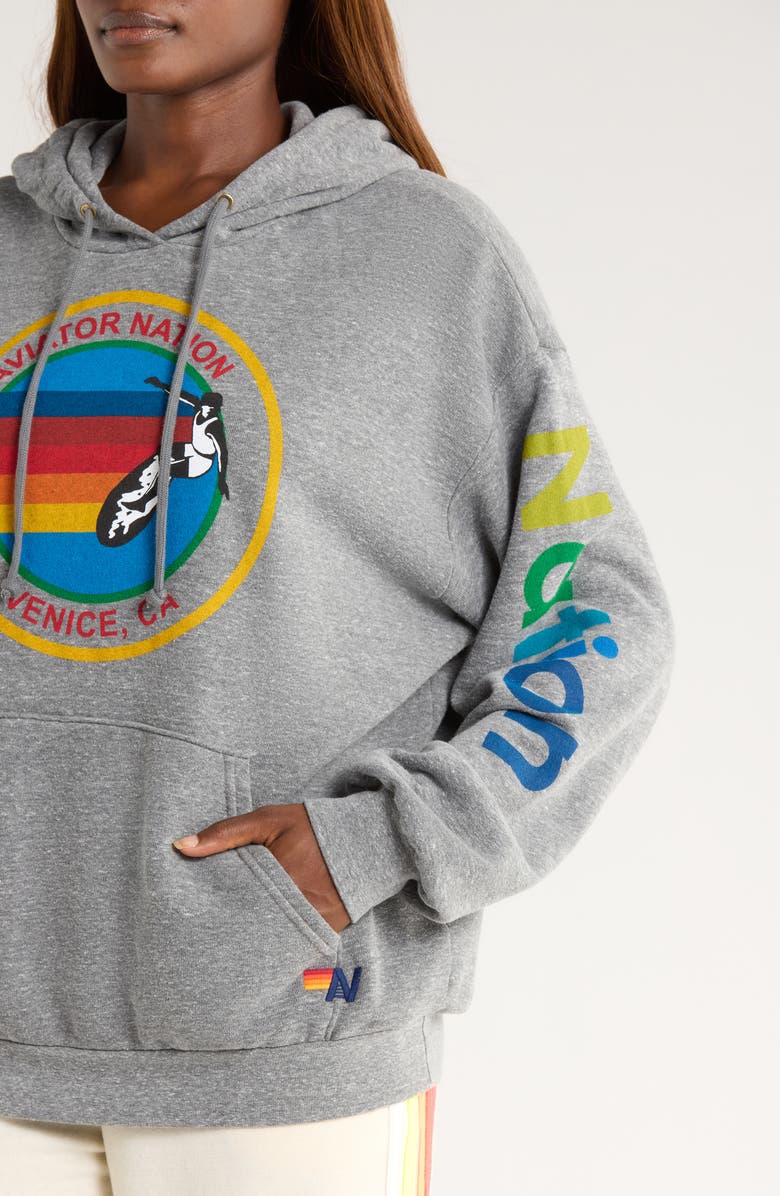 Aviator Nation Relaxed Graphic Hoodie, Alternate, color, Heather Grey