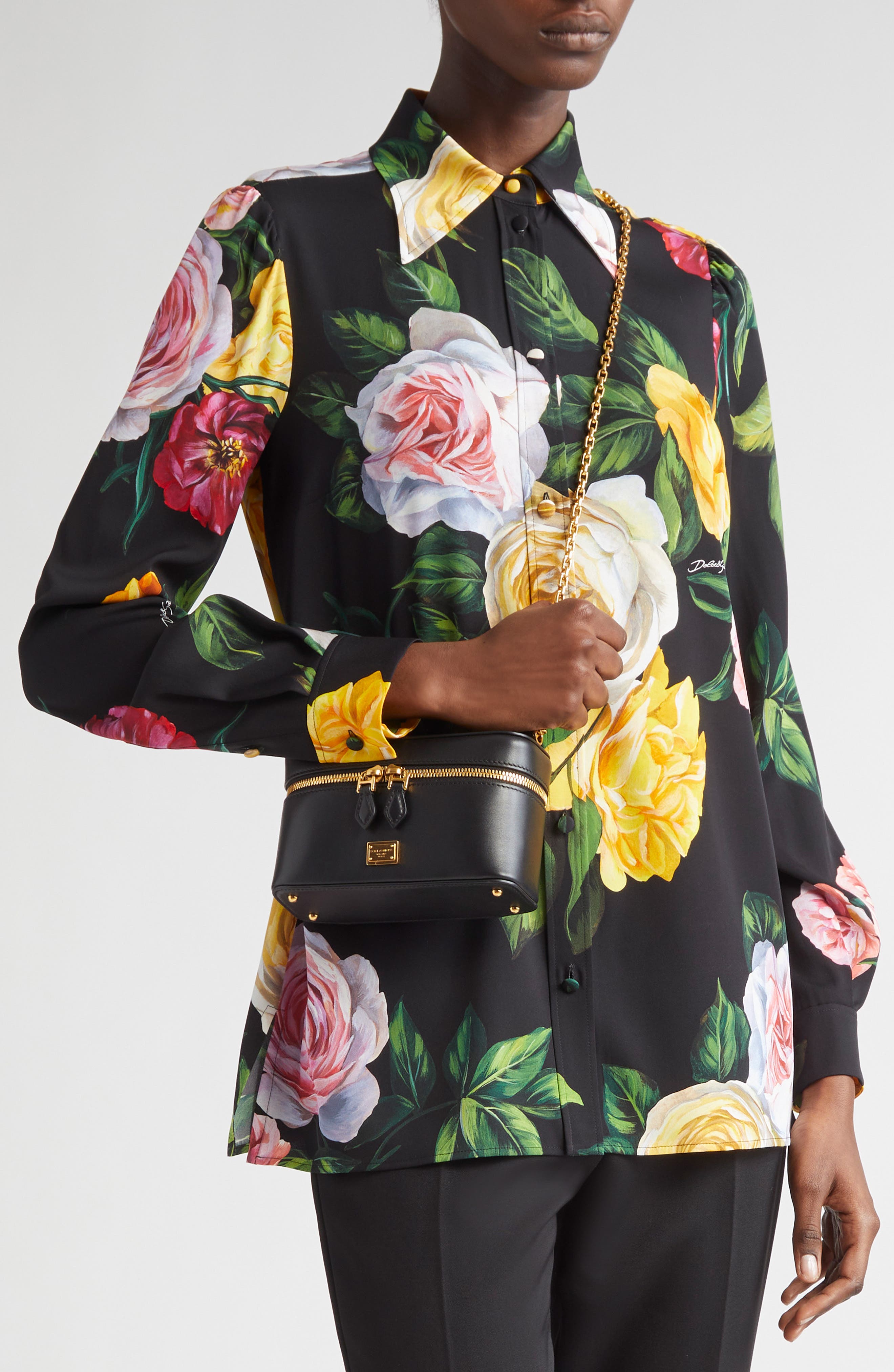 Dolce&Gabbana Sicily Leather Vanity Case Crossbody Bag, Alternate, color, 80999 Nero