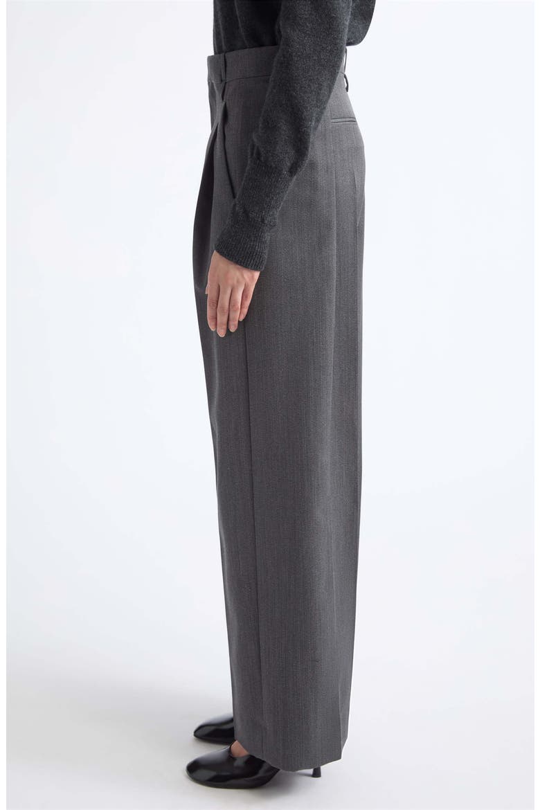 Ethel Wide Leg Virgin Wool Trousers, Alternate, color, ASH MELANGE