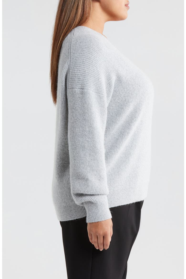 Sparkle V-Neck Sweater, Alternate, color, GREY HEATHER- SILVER LUREX