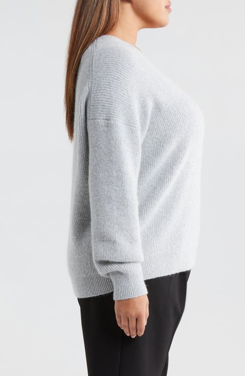 Nordstrom Sparkle V-neck Sweater In Grey Heather- Silver Lurex