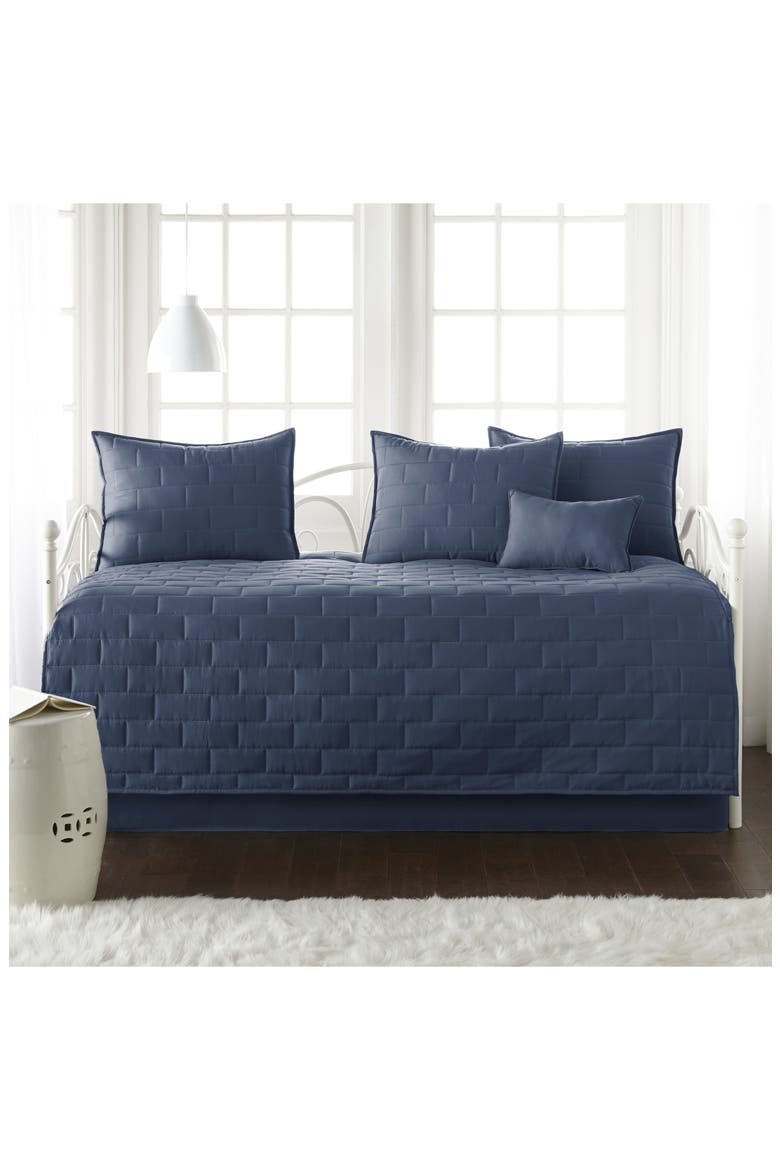 Daybed Brickyard Quilt Set, Main, color, DARK BLUE