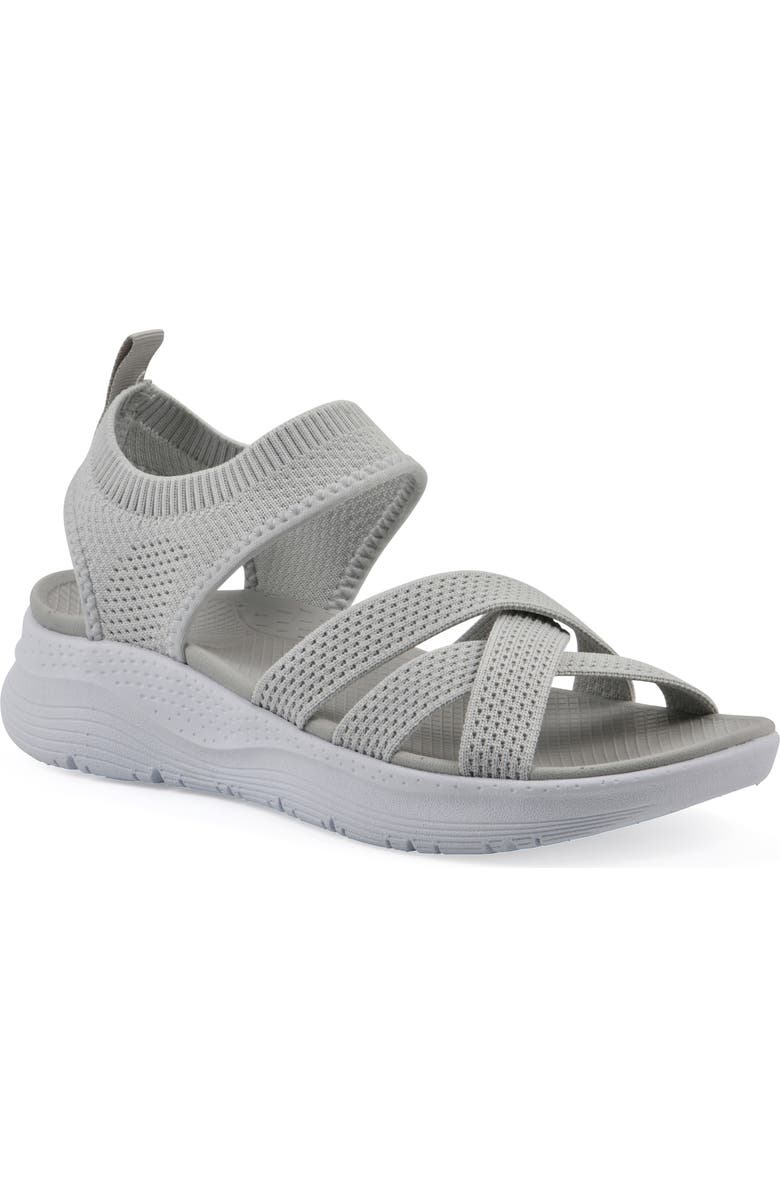 CLIFFS BY WHITE MOUNTAIN Charry Knit Sandal, Main, color, Light Grey Fabric