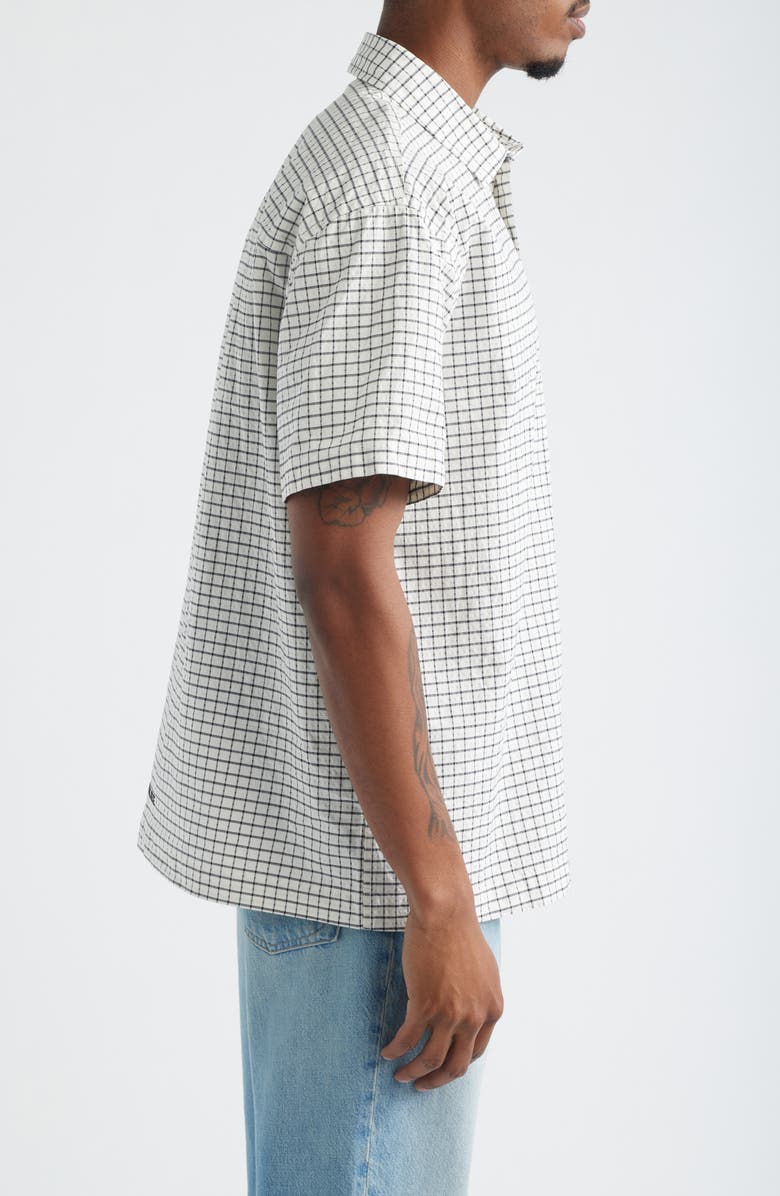 Brooklyn Industries Check Short Sleeve Cotton Button-Up Shirt, Alternate, color, Beige Check