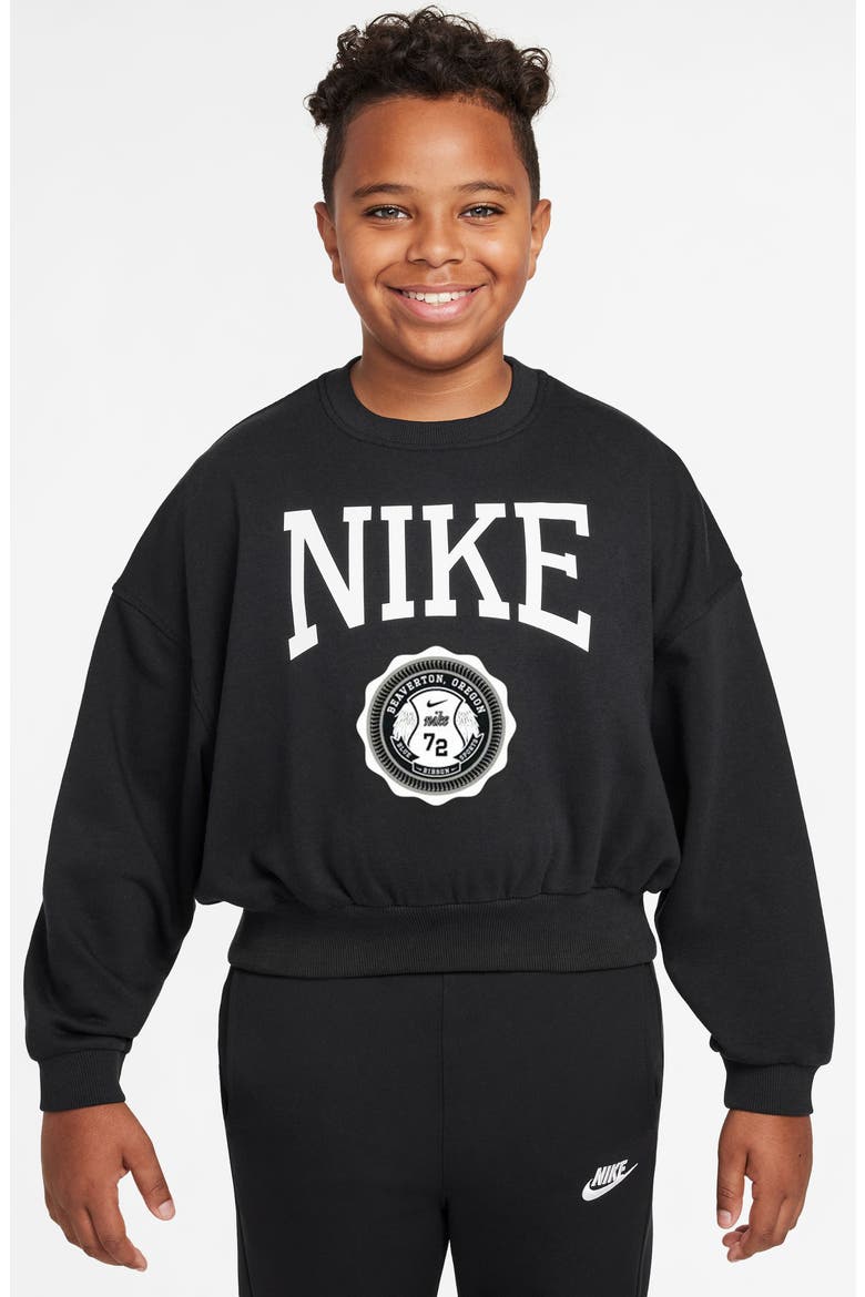 Kids' Sportswear Club Boxy Sweatshirt, Main, color, 010 BLACK/WHITE