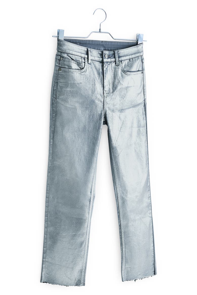 Raw Hem Straight Leg Jeans (Nordstrom Exclusive), Alternate, color, SILVER HI SHINE COATED