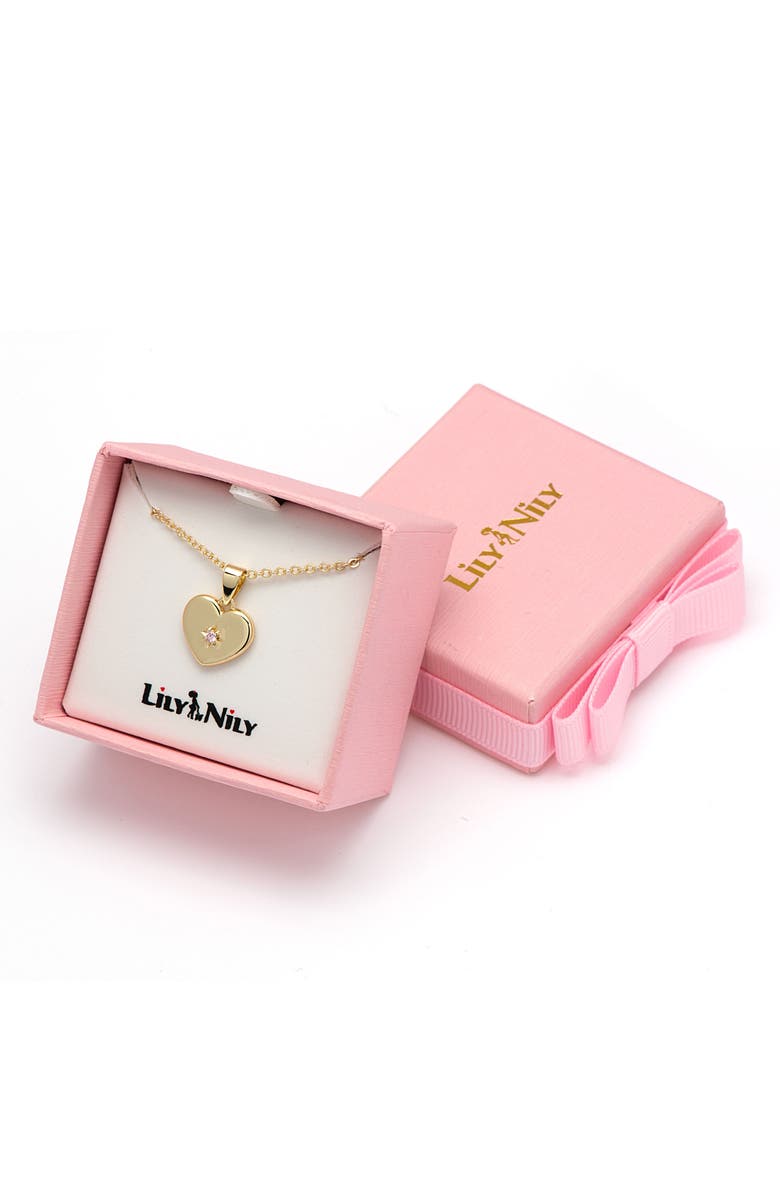 Lily Nily Kids' Pink Cubic Zirconia Heart Pendant Necklace, Alternate, color, 