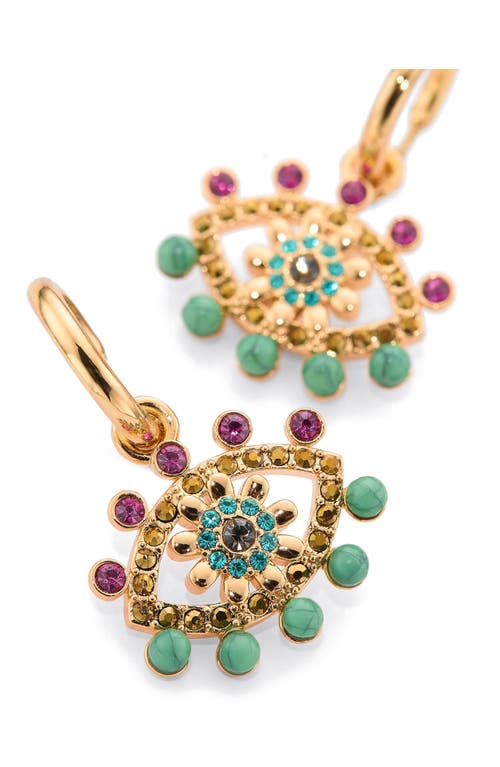 Kurt Geiger London Beaded Evil Eye Drop Huggie Earrings In Multi
