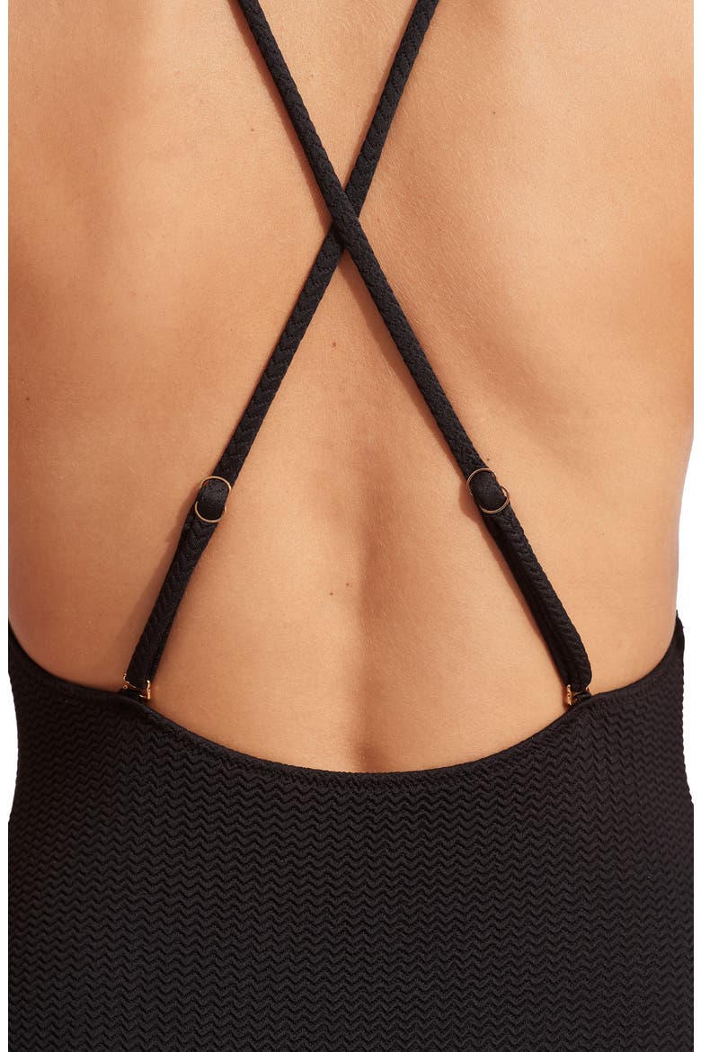 Sea Dive Scoop Neck One-Piece Swimsuit, Alternate, color, BLACK
