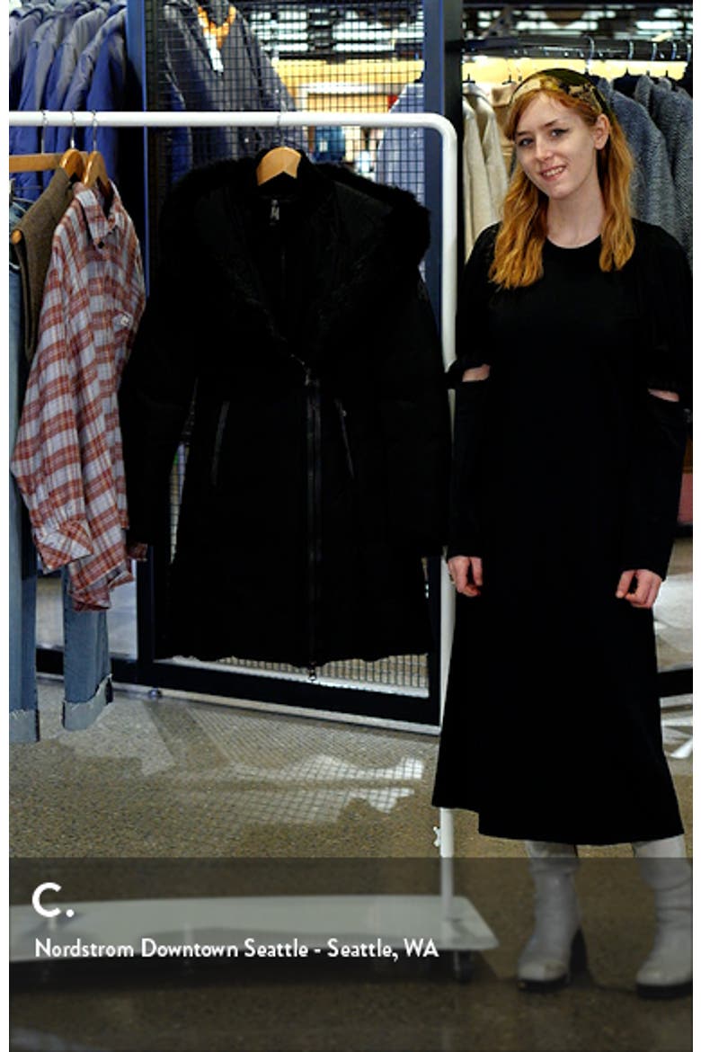 Kay Water Resistant Down Coat with Genuine Shearling Trim video