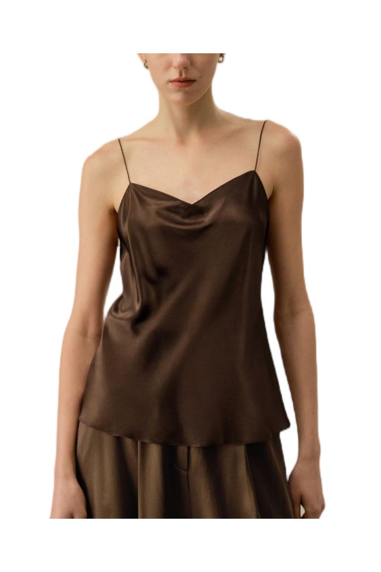 Women's Chic Minimal Silk Cami, Main, color, Chocolate