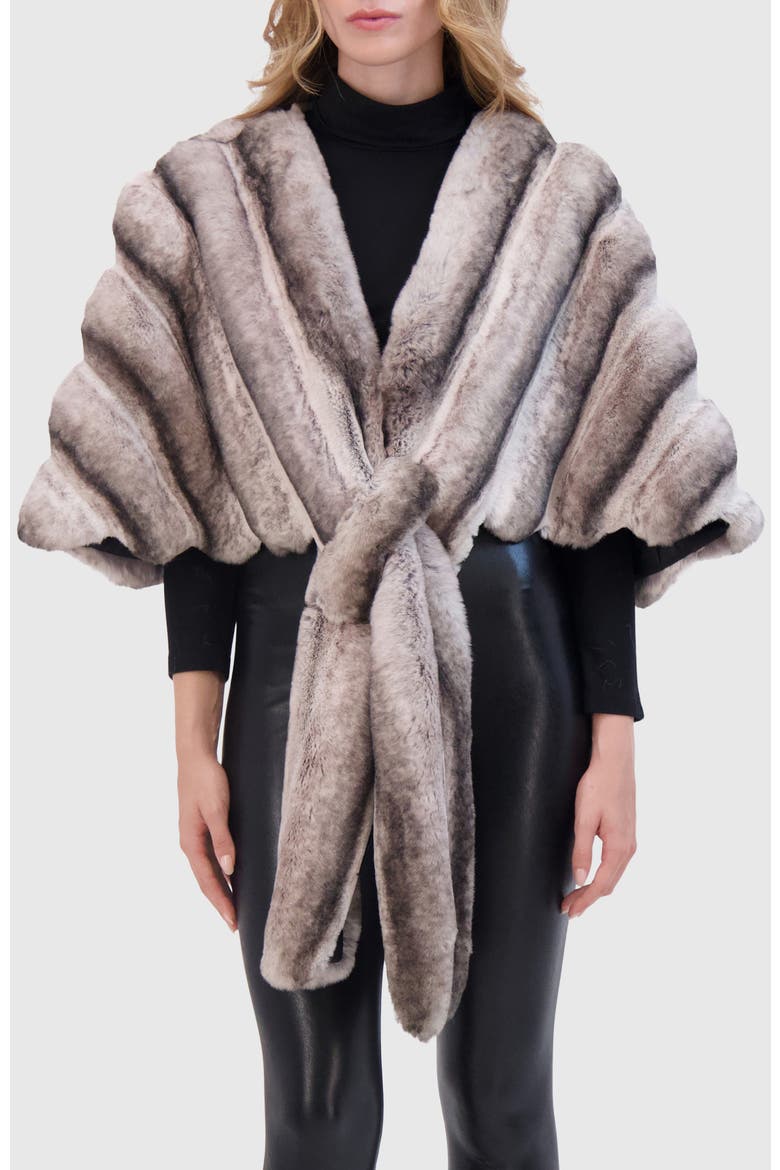 Fur-Free Chinchilla (Faux Fur) Pull-Through Stole, Main, color, GRAY CHINCH