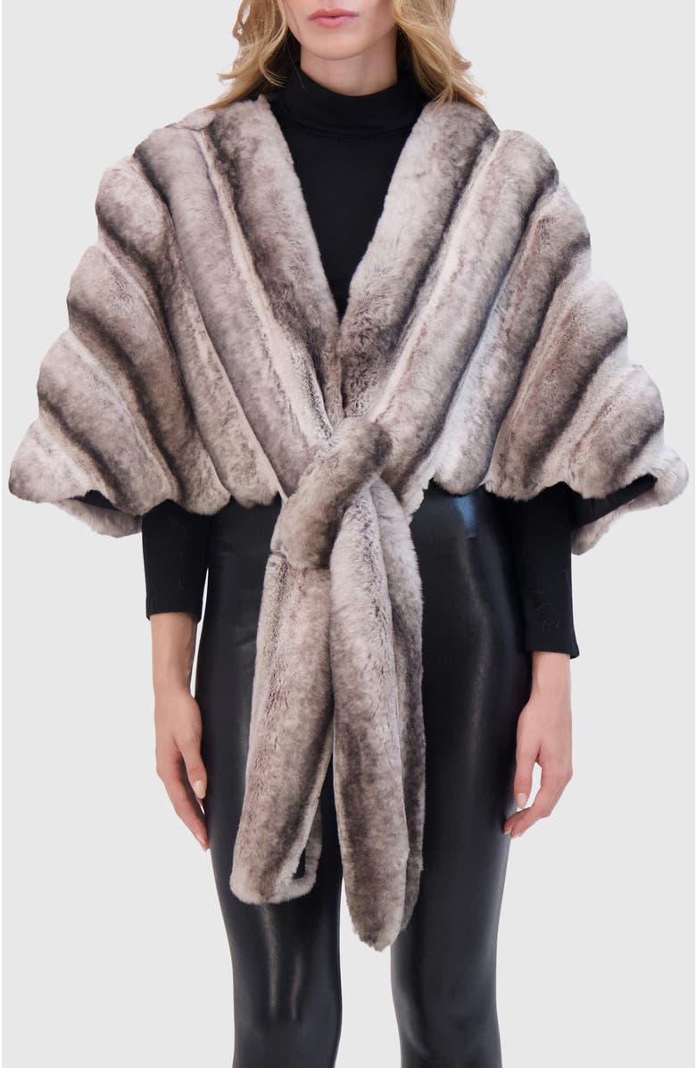 Lyla Grant Fur-Free Chinchilla (Faux Fur) Pull-Through Stole, Main, color, Gray Chinch