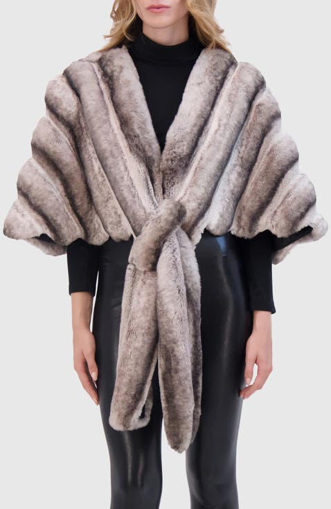 Fur-Free Chinchilla (Faux Fur) Pull-Through Stole