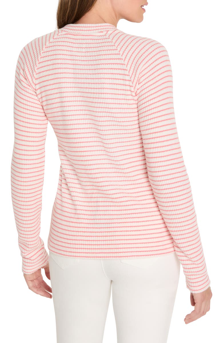 NIC+ZOE Stripe Thermal Split Neck Long Sleeve Top, Alternate, color, Pink Multi