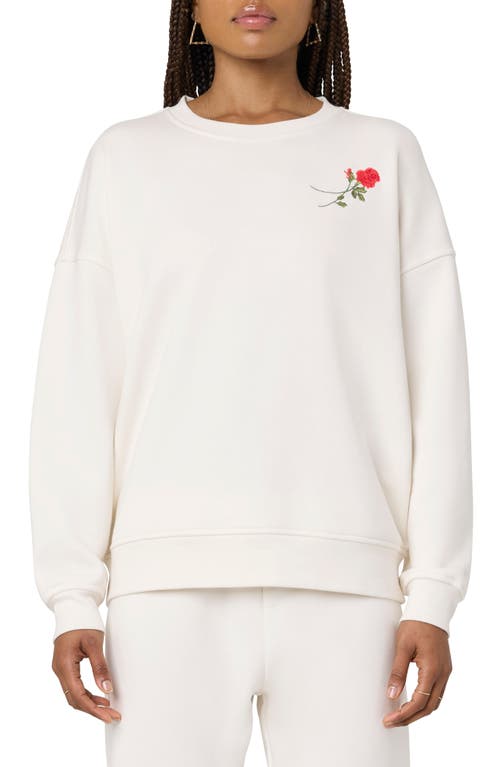 Florence By Mills Cozy Crush Forever Embroidered Oversize Sweatshirt In Jet Str Rose