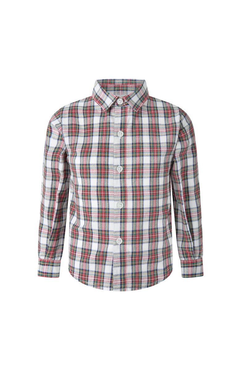 Rachel Riley Ivory Tartan Shirt, Main, color, Red