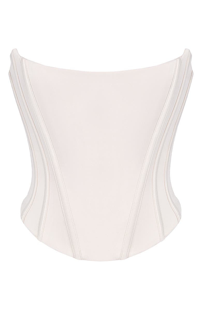 HOUSE OF CB Genevieve Strapless Satin Corset Top, Alternate, color, Vintage Cream