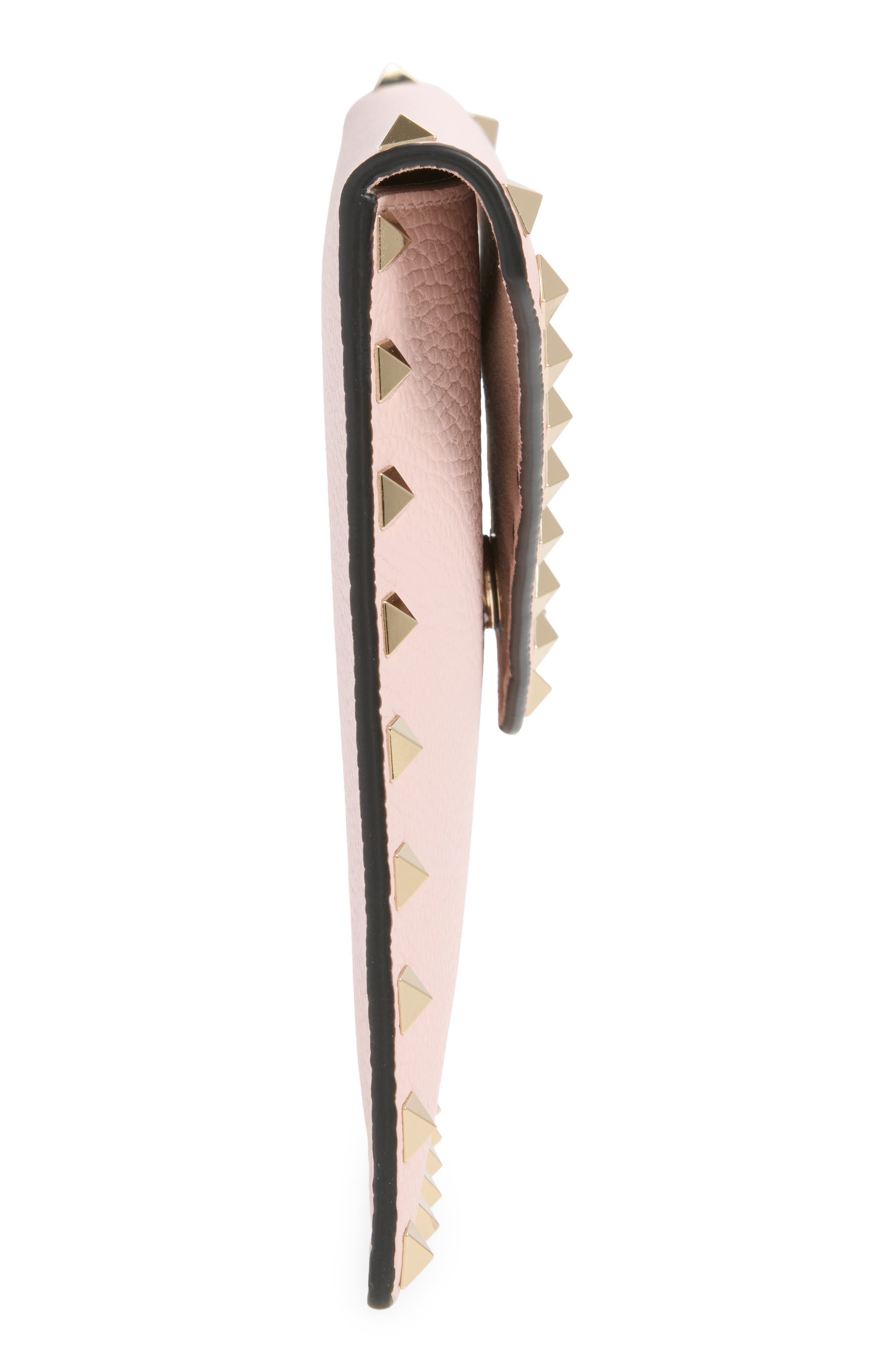 Medium Rockstud Leather Clutch, Alternate, color, ROSE QUARTZ