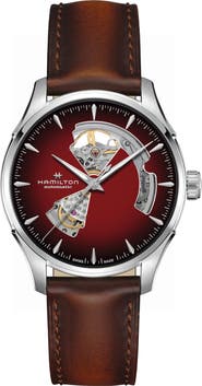 Hamilton Jazzmaster Open Heart Automatic Leather Strap Watch, 40mm