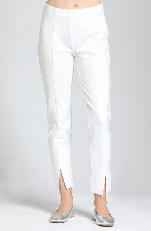 Split Hem Pull-On Crop Slim Pants