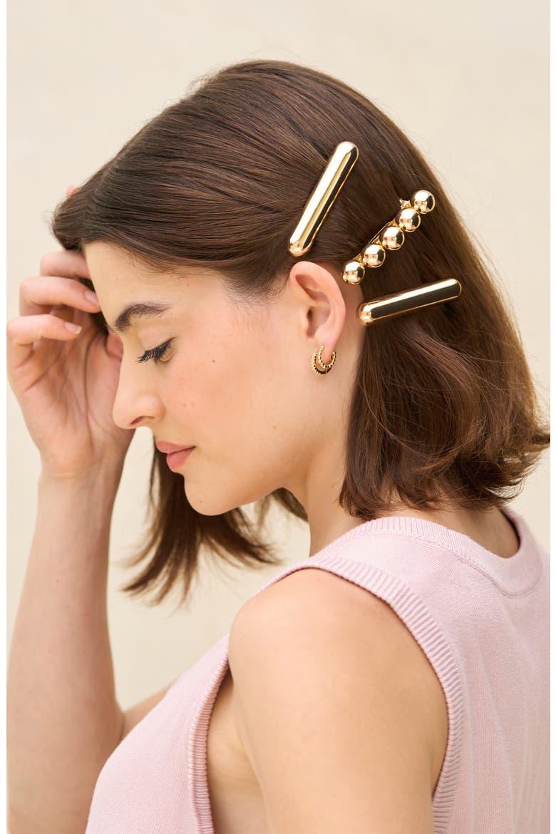 2-Pack Barrettes, Alternate, color, GOLD