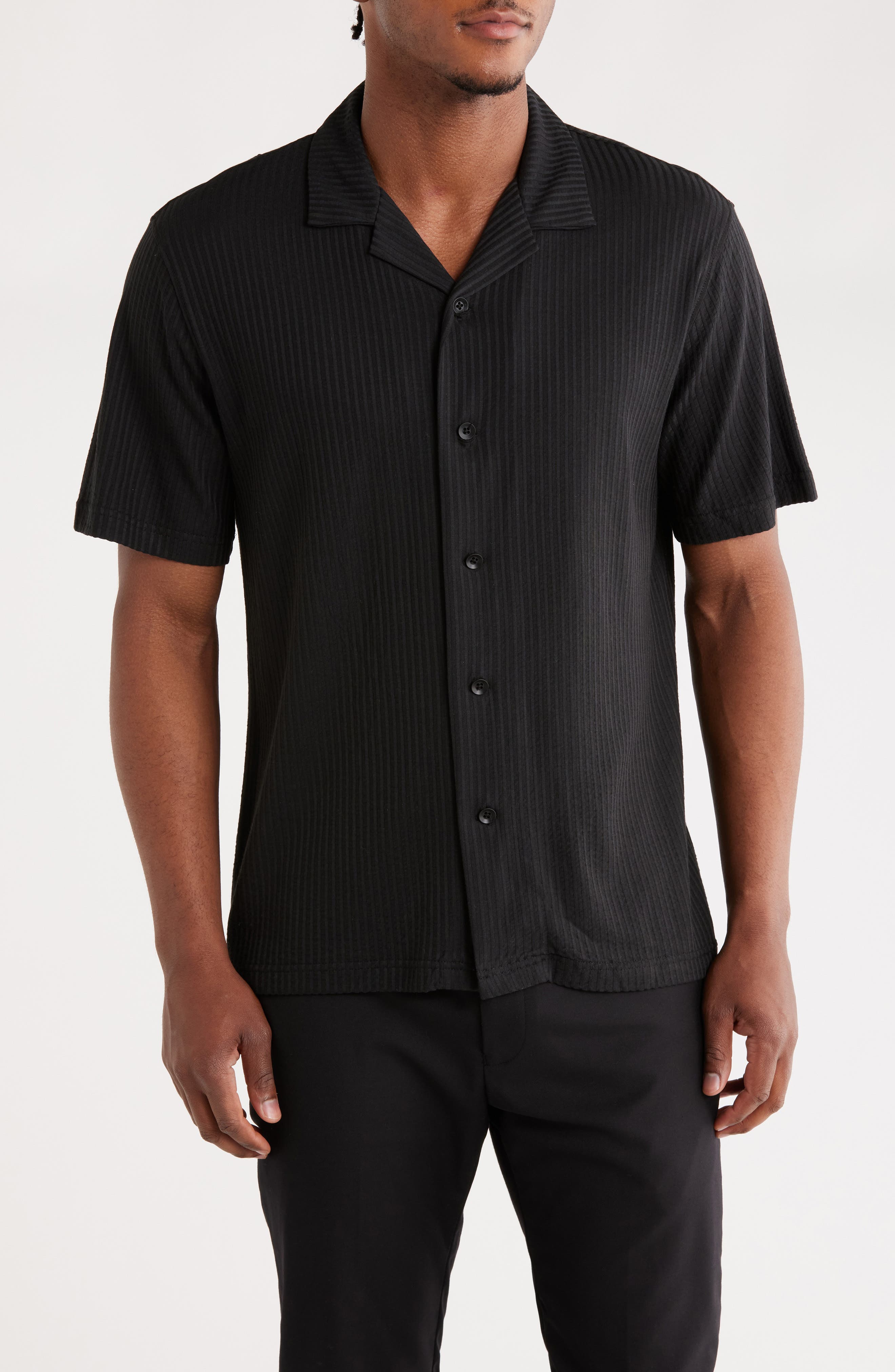 FOR THE REPUBLIC Seersucker Knit Camp Shirt