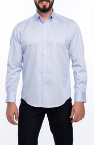 VELLAPAIS Solid Cotton Slim Fit Button Down Shirt