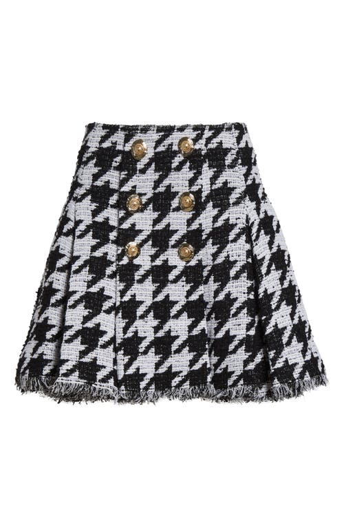 Balmain Houndstooth Check Tweed Flared Skirt In Multi