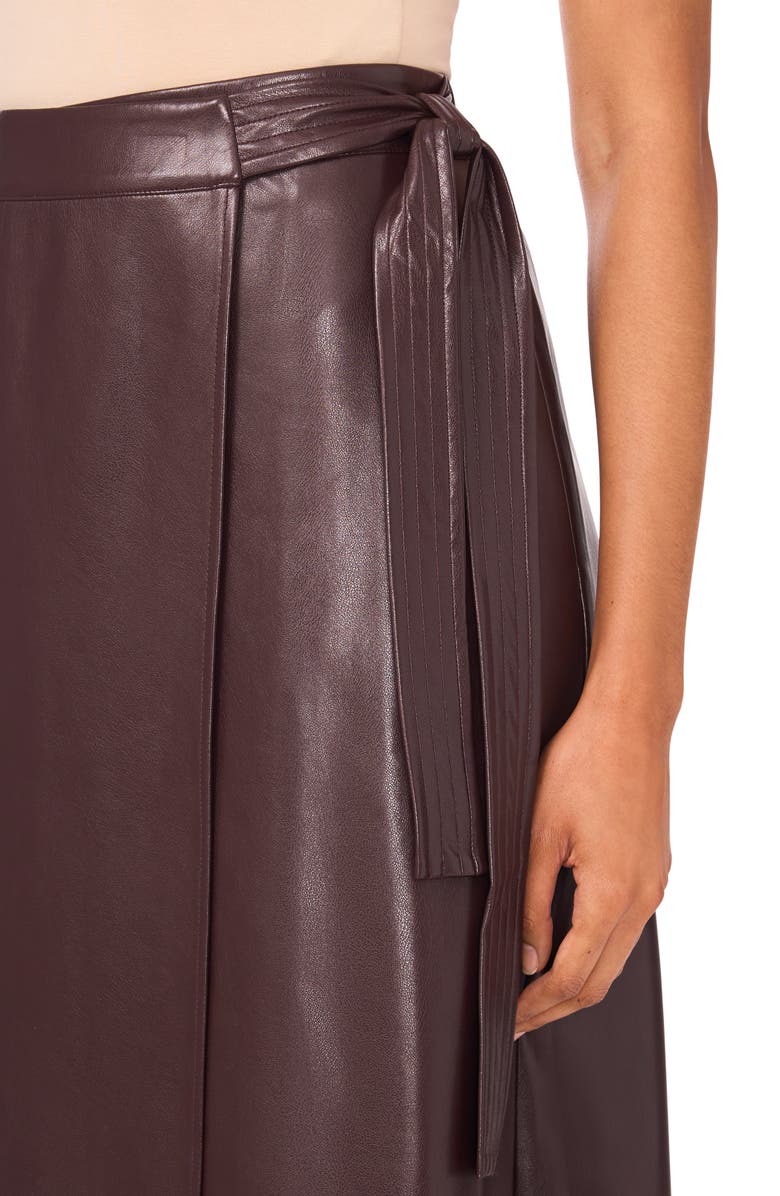 Halogen<sup>®</sup> Faux Leather Side Tie Skirt, Alternate, color, Chocolate Plum