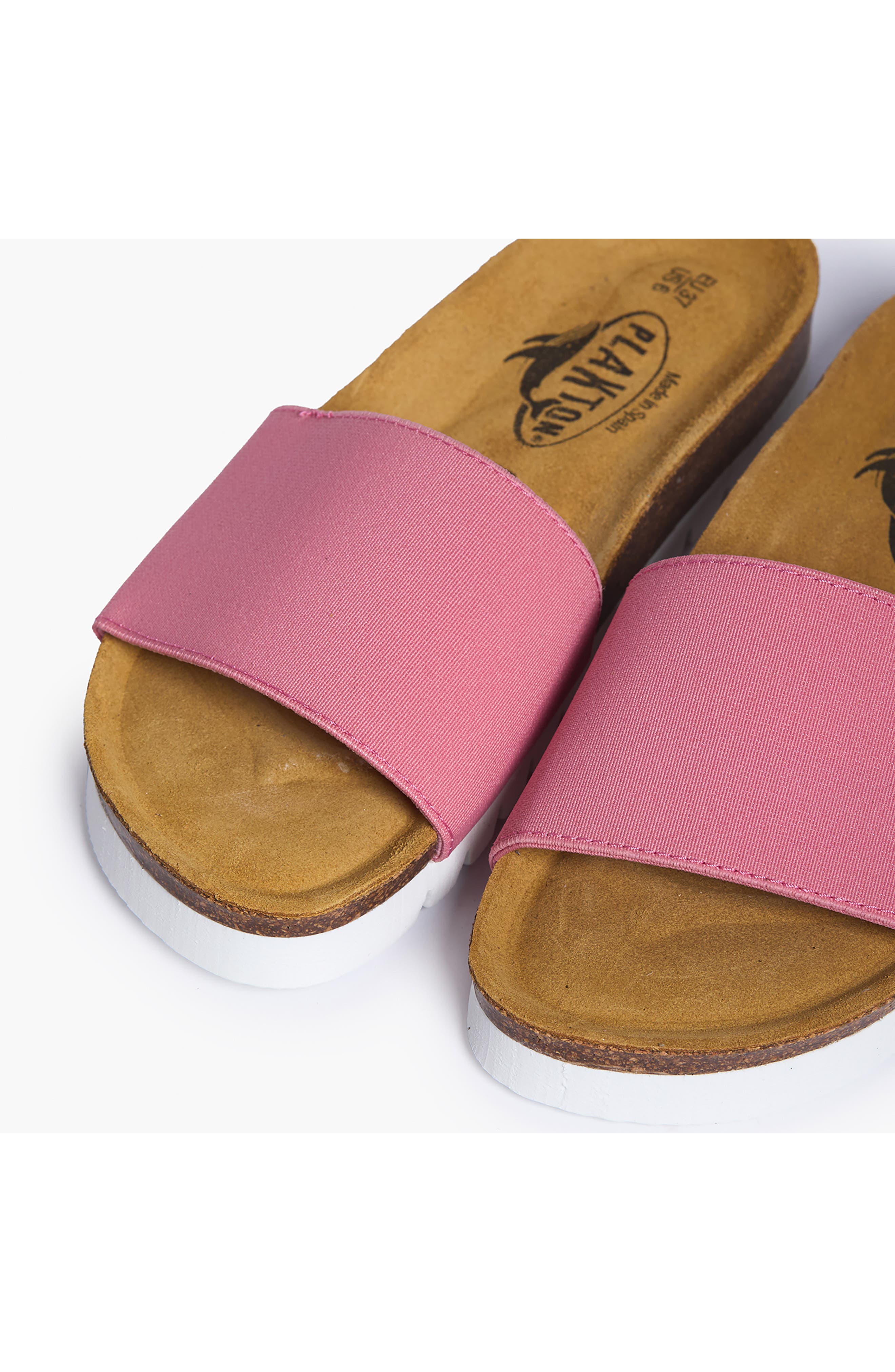 Solid Slide Sandal, Alternate, color, PINK ELASTIC