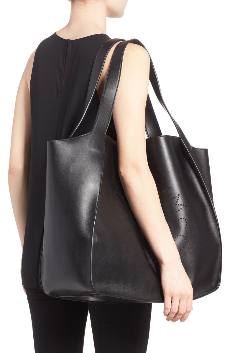 Stella McCartney Extra Large Perforated Logo Faux Leather Tote, Alternate, color,