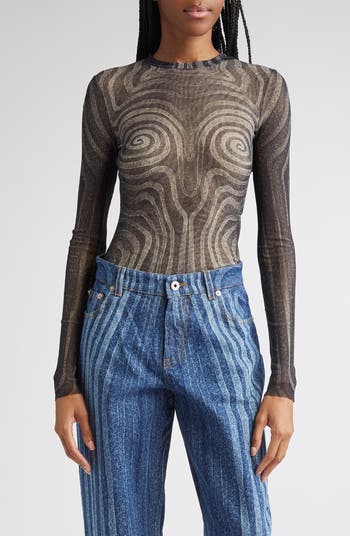 JeanPaulGaultier シースルー　トップス Jean Paul Gaultier Spiral Sheer Mesh Top | Nordstromrack