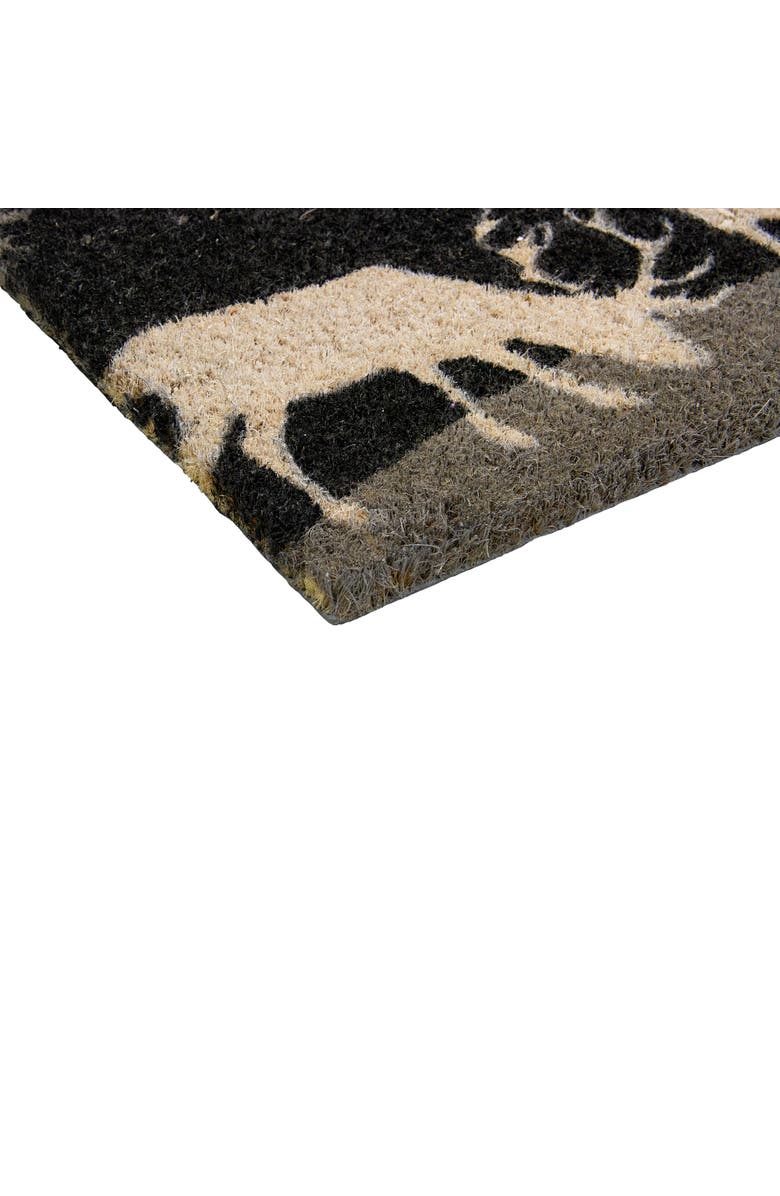 Northlight Natural Coir Rectangular Forest Reindeer Christmas Doormat 18" x 30", Alternate, color, Black