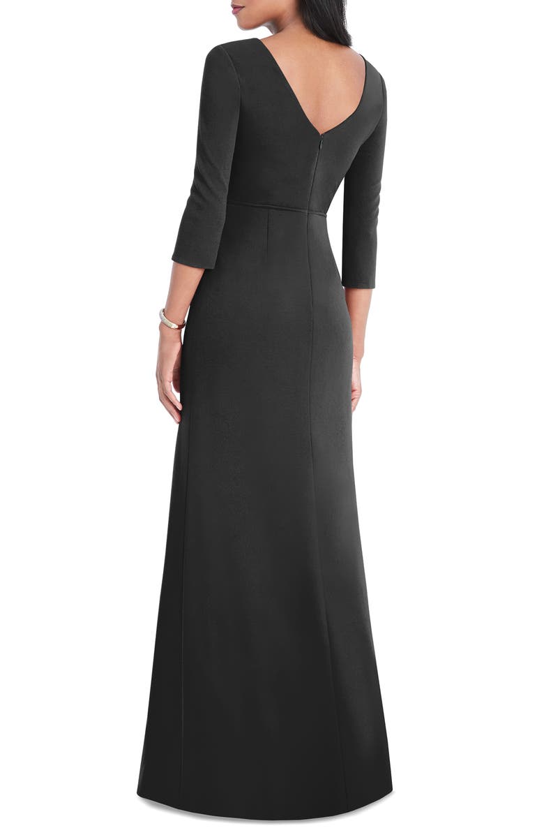 After Six Surplice Stretch Crepe Trumpet Gown, Alternate, color, 