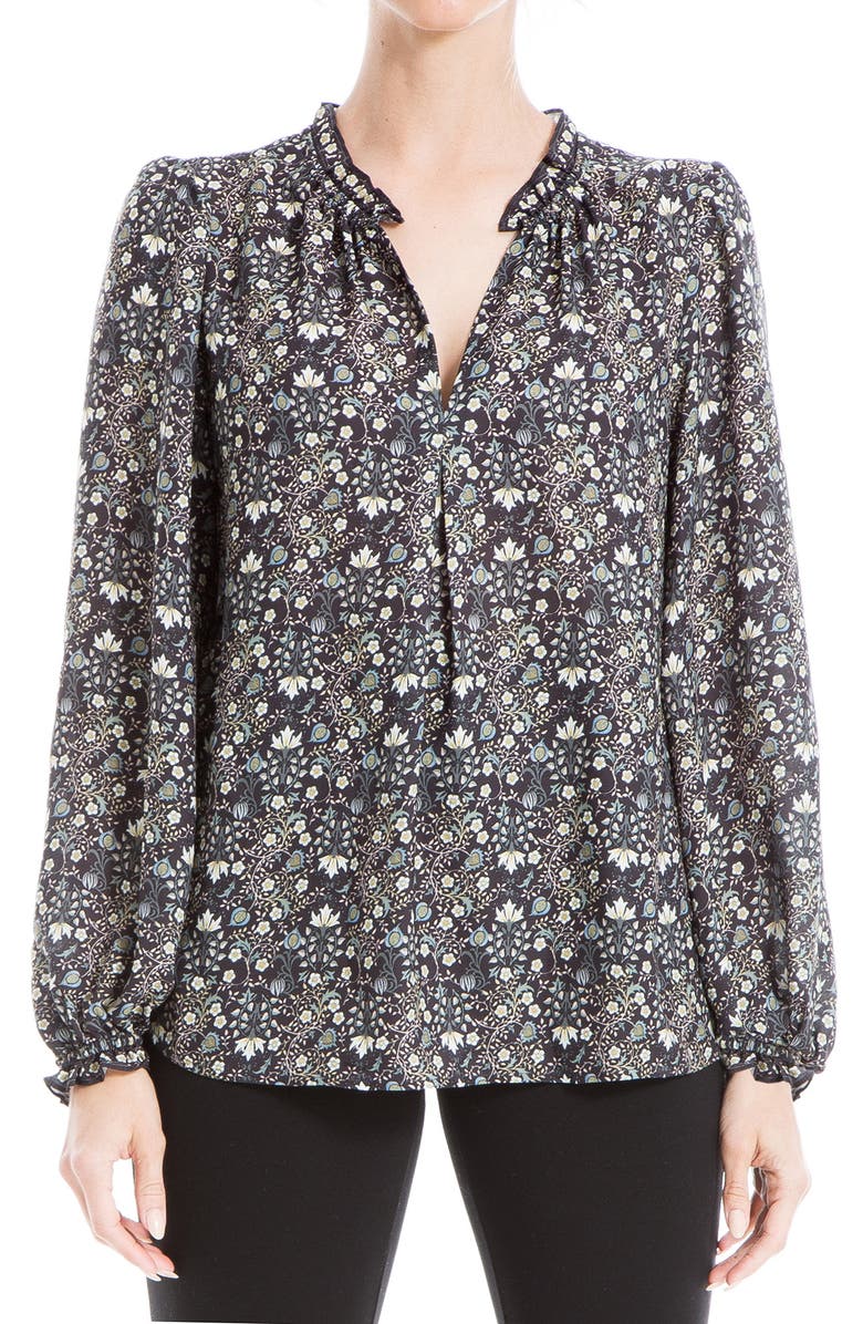 MAX STUDIO Printed Crepe Long Sleeve Top, Main, color,