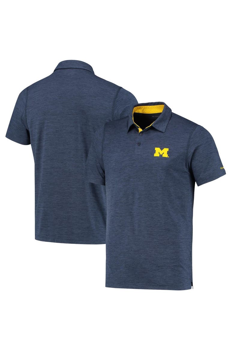 Men's Columbia Navy Michigan Wolverines Tech Trail Omni-Shade Polo, Alternate, color, Navy