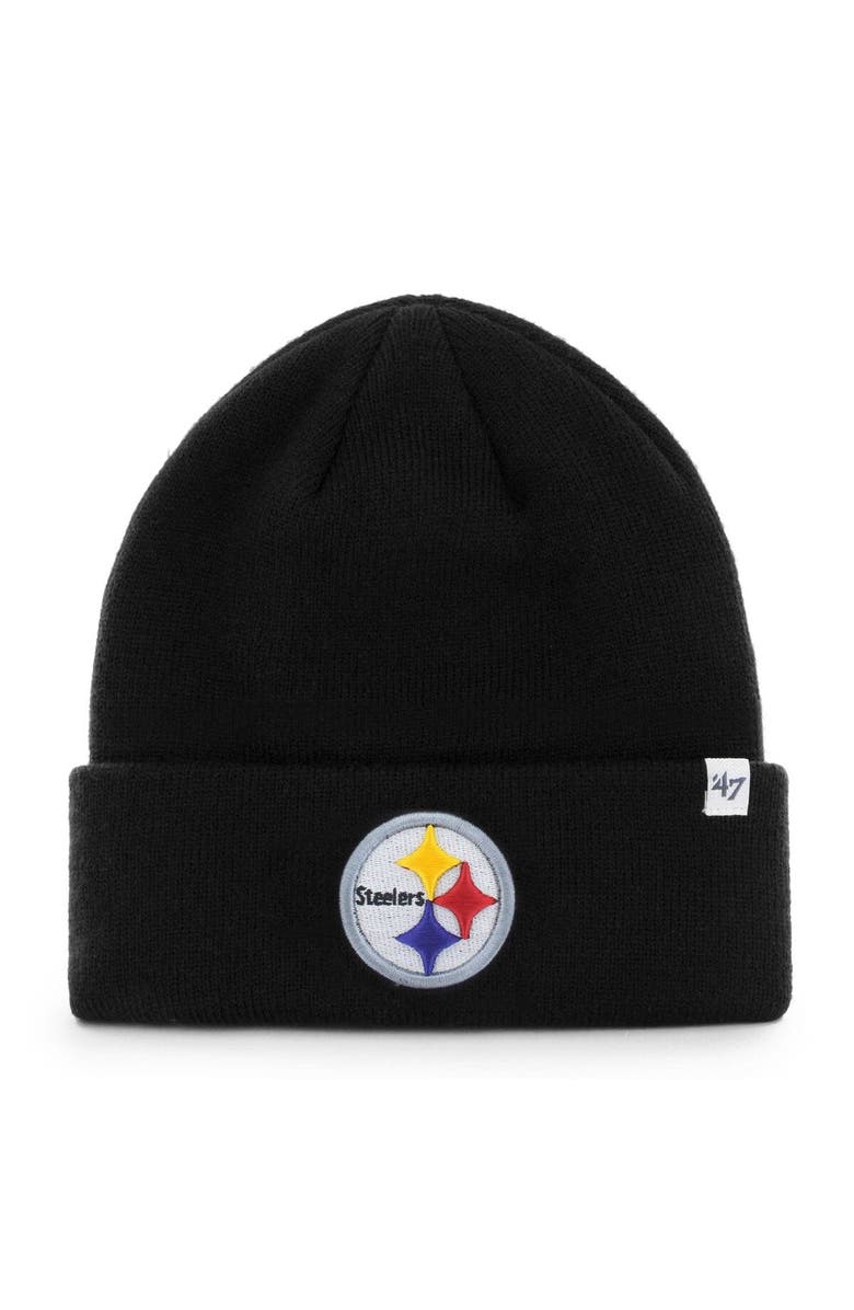 '47 Men's '47 Black Pittsburgh Steelers Primary Basic Cuffed Knit Hat, Main, color, Black