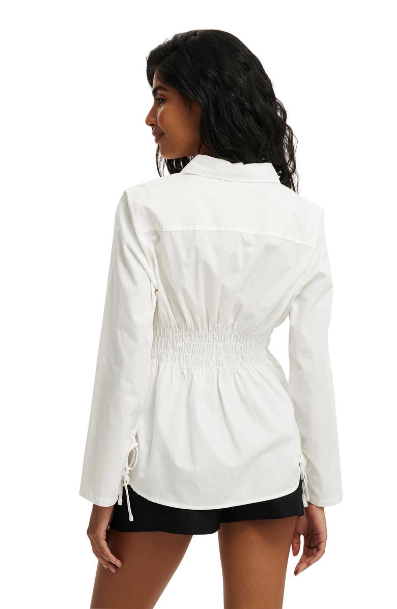 Cotton On Women's Gathered Long Sleeve Shirt, Alternate, color, White