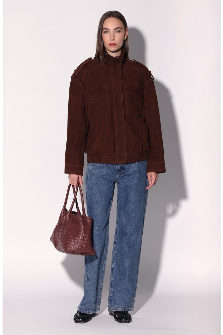 Astrid Jacket Suede Leather, Alternate, color, Brown