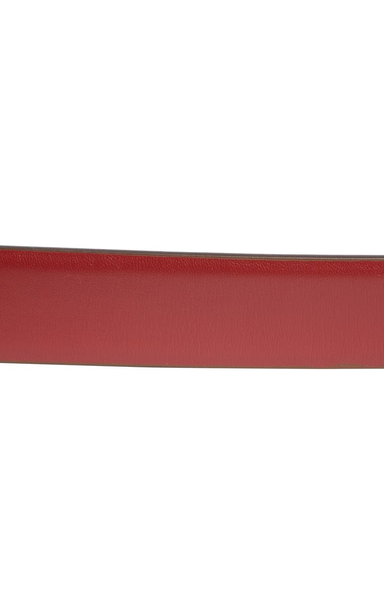 Kate Spade New York feather edge faux leather belt, Alternate, color, Deep Lipstick / Polished Gold