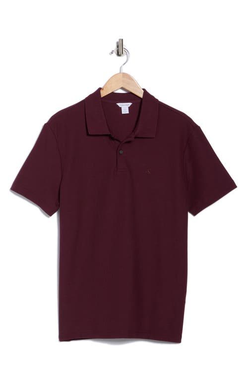 Calvin Klein Mico Waffle Polo In Burgundy